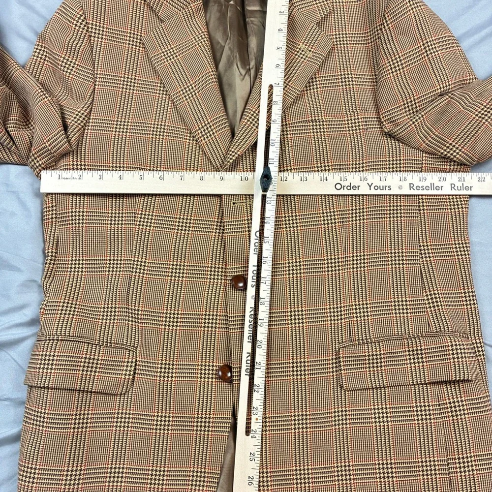 Made in Italy Cotton Mens Sport Coat Glen Plaid Tan Brown 40R (50IT) Guabello